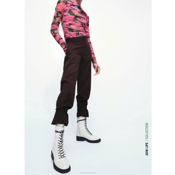 Zara Shoes - Zara white lace up leather boots Sz 38